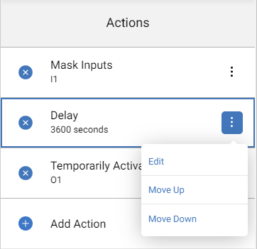 actions menu selection